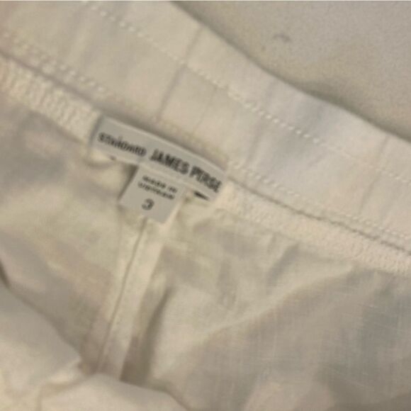 James Perse 100% Linen White Cotton Wide Leg Drawstring Pant Large - Picture 6 of 8